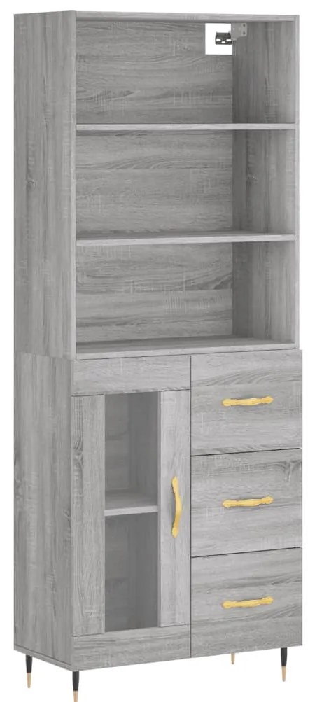 3189491 vidaXL Висок шкаф, сив сонома, 69,5x34x180 см, инженерно дърво