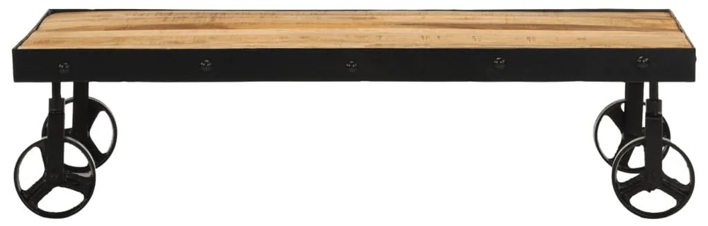371683 vidaXL Маса за кафе с колелца, мангово дърво масив, 100x55x26 cм