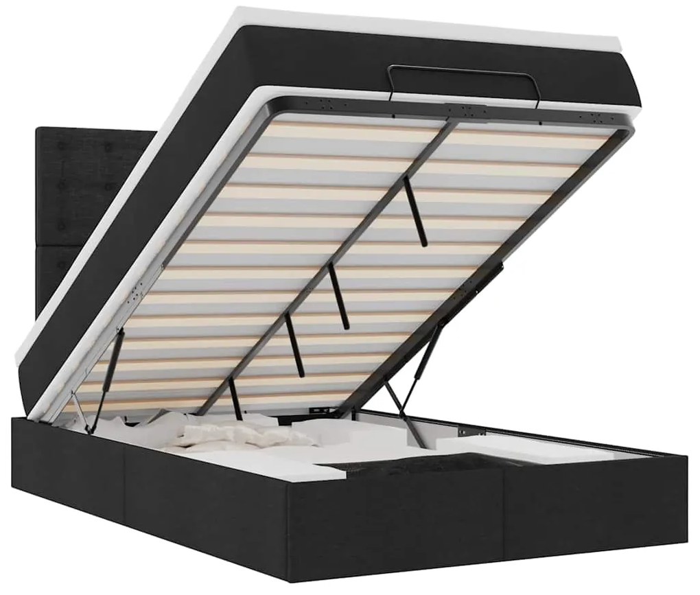 3314164 vidaXL Османска легло с матрак и LED, черно, 120x200 см, плат