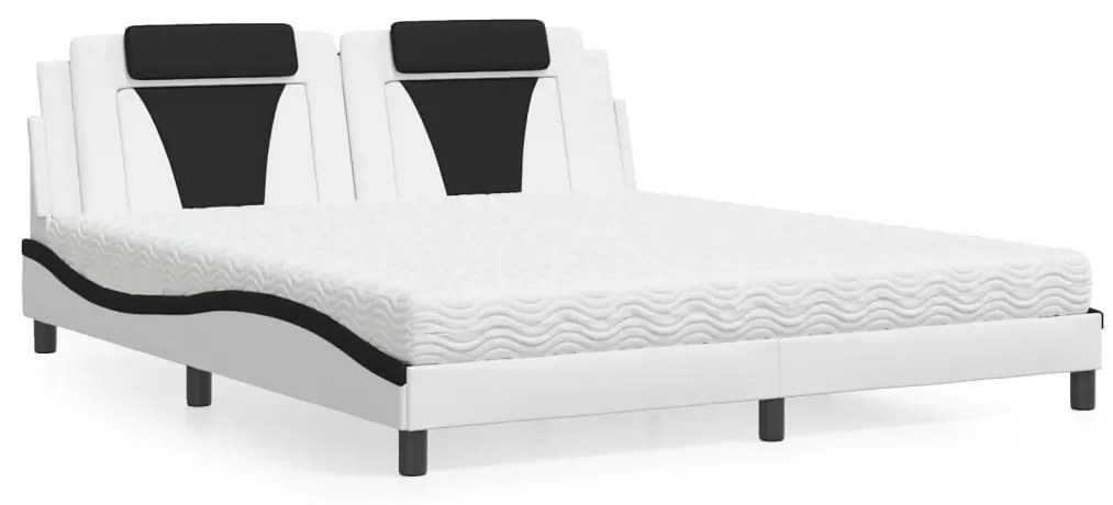 3208816 vidaXL Легло Viana без матрак, бяло и черно, 180x200 см, изкуствена кожа