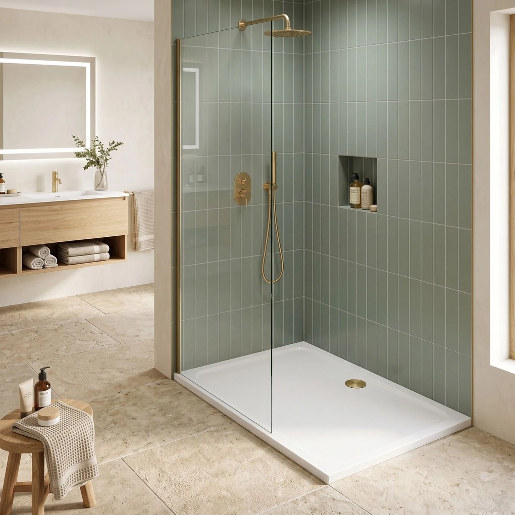 Корито за душ кабина-акрилно Rea Belmond White 90x120 Brush Gold
