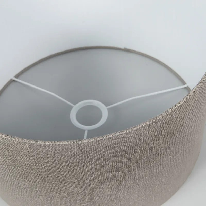 Абажур от памук таупе с бяла вътрешност 35/35/20