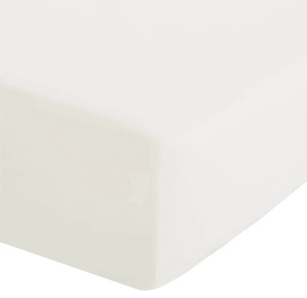 Кремав еластичен чаршаф от перкал 90x190 cm Easy Iron Percale – Catherine Lansfield