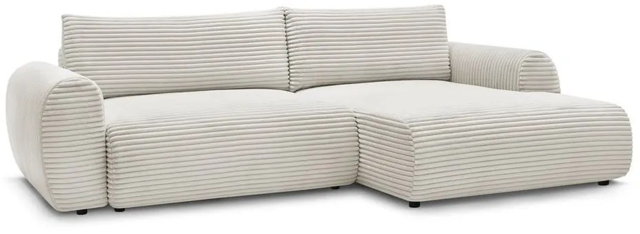 Кремав разтегателен ъглов диван от рипсено кадифе (десен ъгъл) Lucien – Bobochic Paris