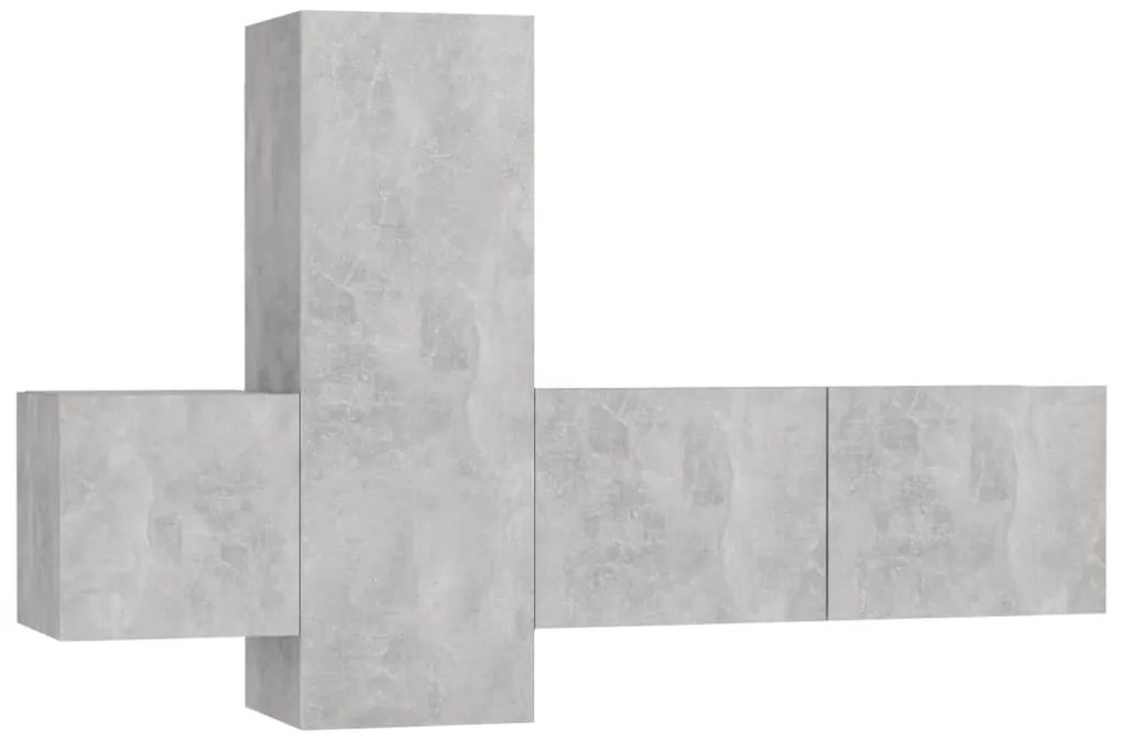 3079074 vidaXL Комплект ТВ шкафове от 3 части, бетонно сив, инженерно дърво