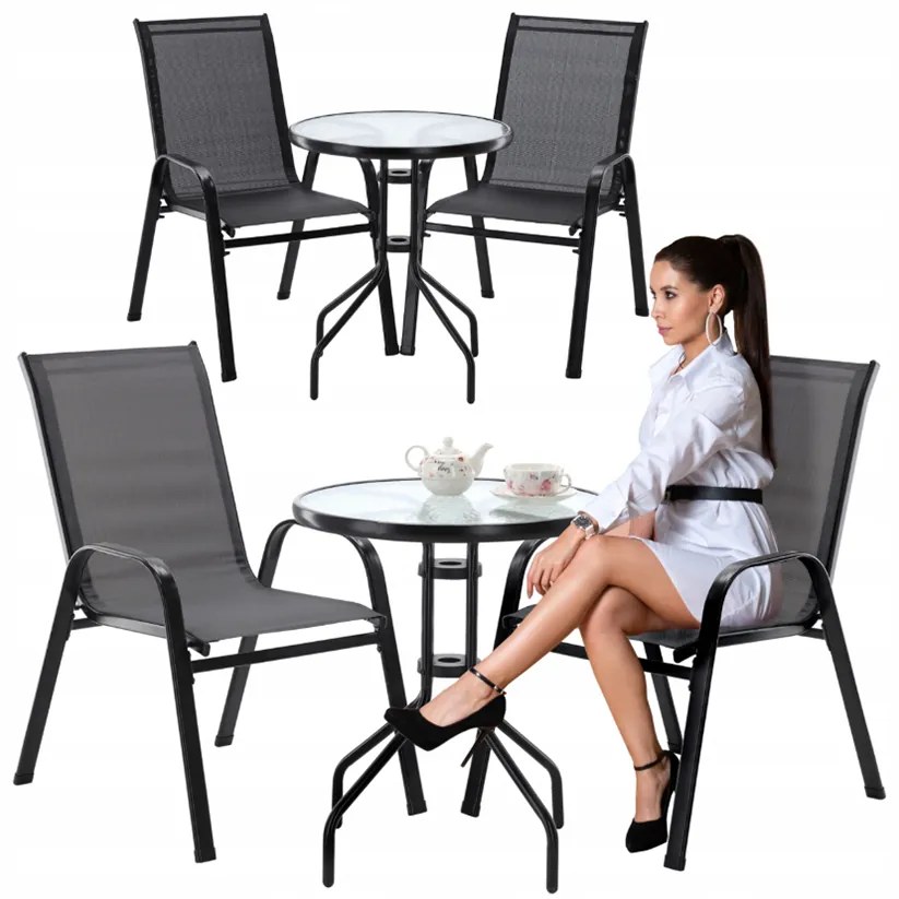 Комплект мебели за балкон или тераса в сиво