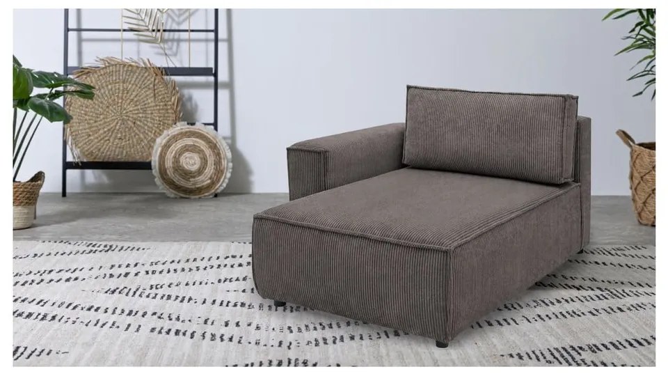 Светлокафяв модул за диван от велур, ляв ъгъл Nihad modular - Bobochic Paris