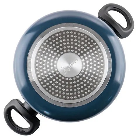 Дълбока тенджера Luigi Ferrero Prima FR-2245D, 22x13 см, 4.5 л, Незалепващо покритие с мраморен ефект, Индукция, Стъклен капак с отвор, Тъмносин