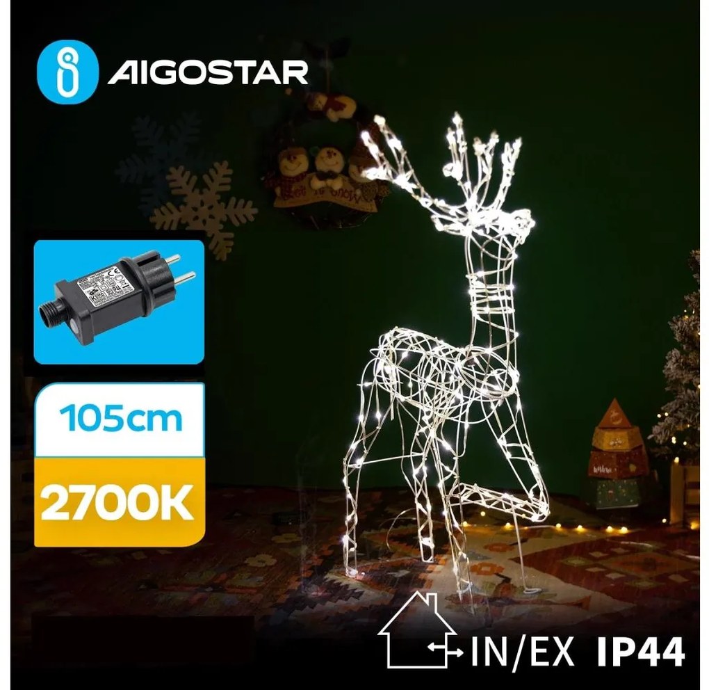 Aigostar - LED Екстериорна коледна декорация LED/3,6W/31/230V 2700K 105 см IP44 северен елен