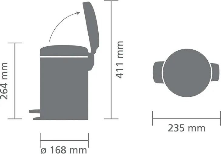 Кош за боклук с педал Brabantia NewIcon 1005523, 3 л, Плавно затваряне, Противоплъзгаща основа, Бежов