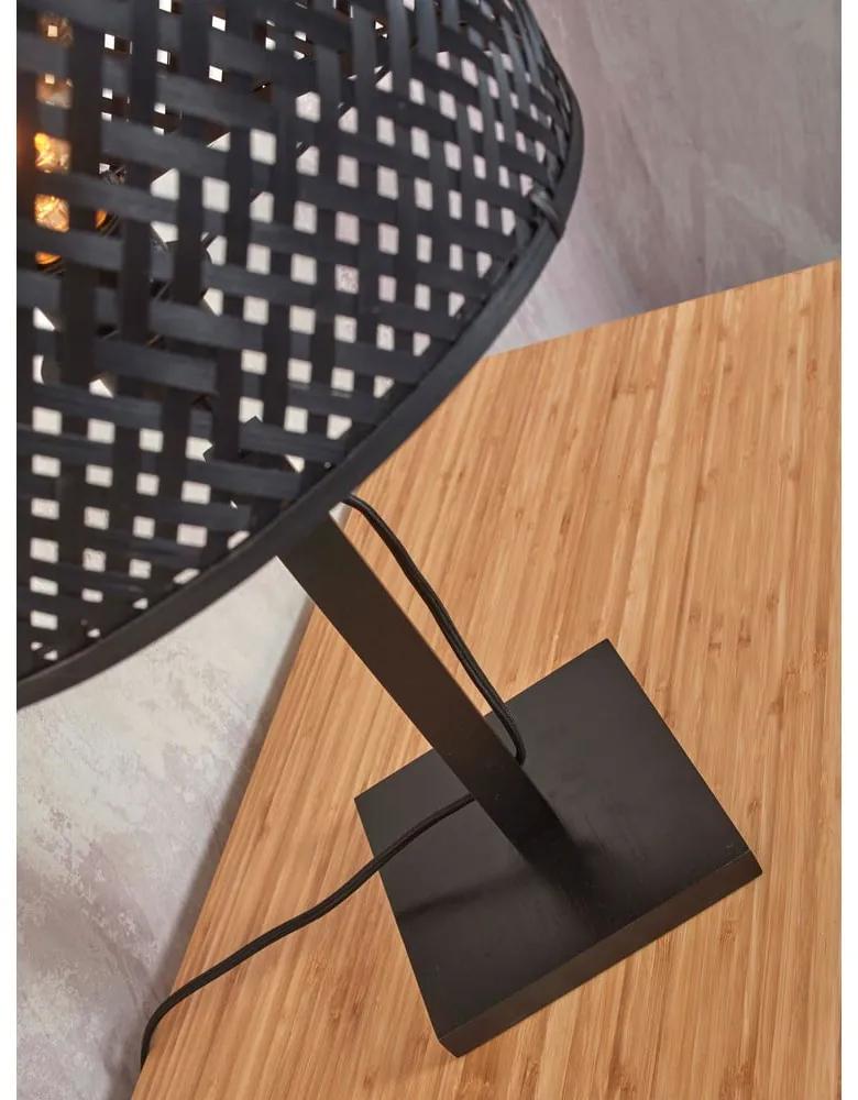 Черна настолна лампа с бамбуков абажур (височина 38 cm) Java - Good&amp;Mojo