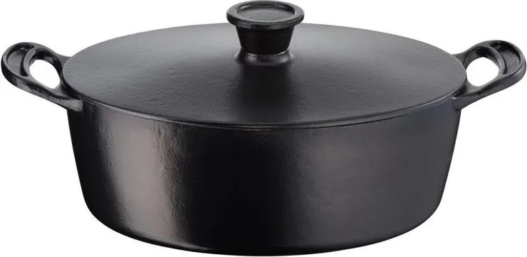 Чугунена тенджера Tefal E2125455 Jamie Oliver, 5.1 л, 45 см, Овална форма, До 250C, Емайлирана, Индукция, Черен