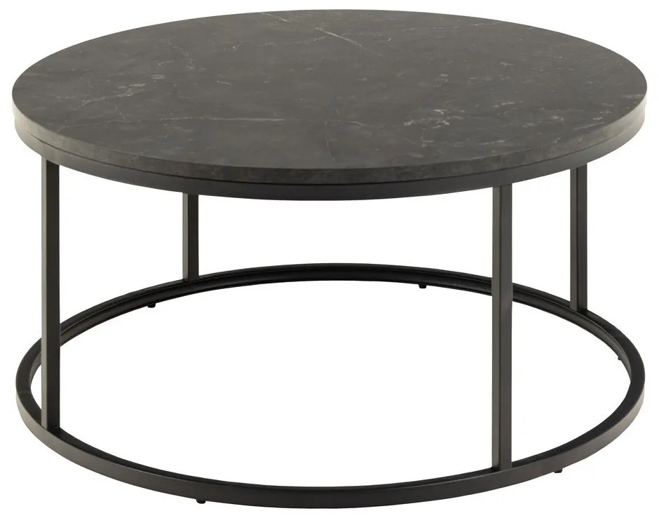 Черна кръгла масичка за кафе с плот от имитация на мрамор ø 80 cm Spiro – Actona