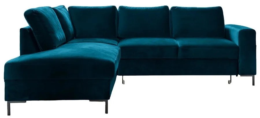 Тюркоаз кадифен разтегателен ъглов диван (ляв ъгъл) Lofty Lilly – Miuform