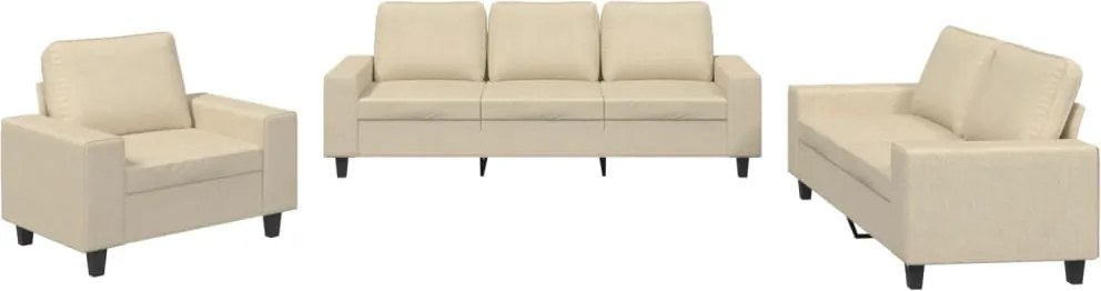 3201868 vidaXL Комплект дивани 3 части кремав текстил