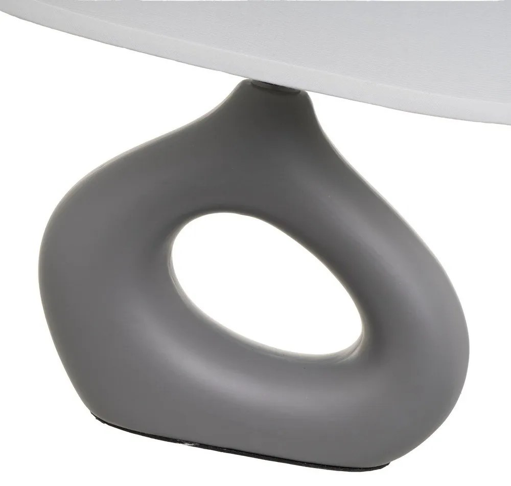 Бяло-сива керамична настолна лампа с текстилен абажур (височина 30 cm) – Casa Selección