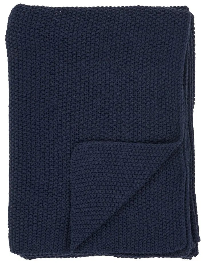 Тъмносиньо одеяло от рециклиран памук 130x170 cm Santos – House Nordic