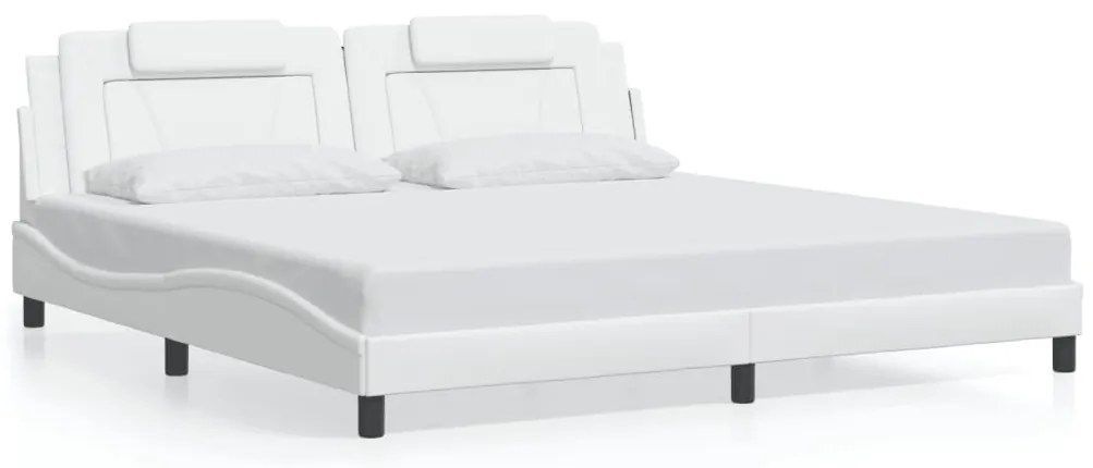 3208118 vidaXL Рамка за легло Viana без матрак, бяла, 200x200 см, изкуствена кожа