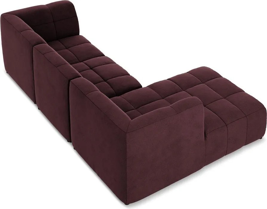 Бордо кадифен ъглов диван (ляв ъгъл) Aloha – Makamii