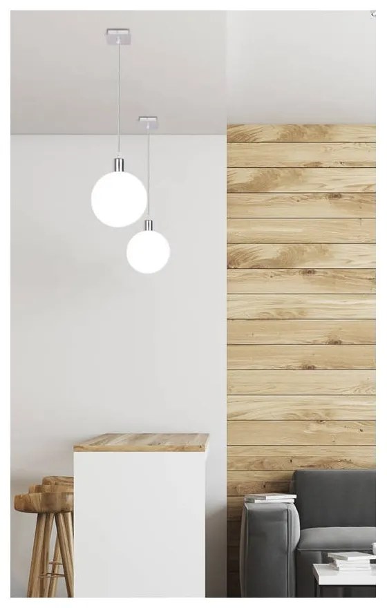 Висяща лампа в сребристо със стъклен абажур ø 15 cm Oden - Candellux Lighting