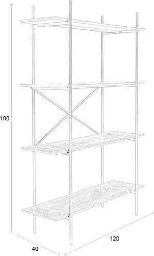 Черен метален стелаж 120x180x40 cm Marcio – White Label
