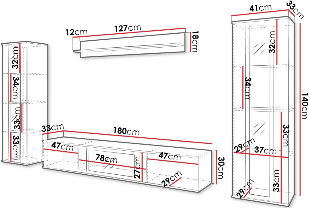 Комплект за Всекидневна Каро-Натурален-Бял Лъскав