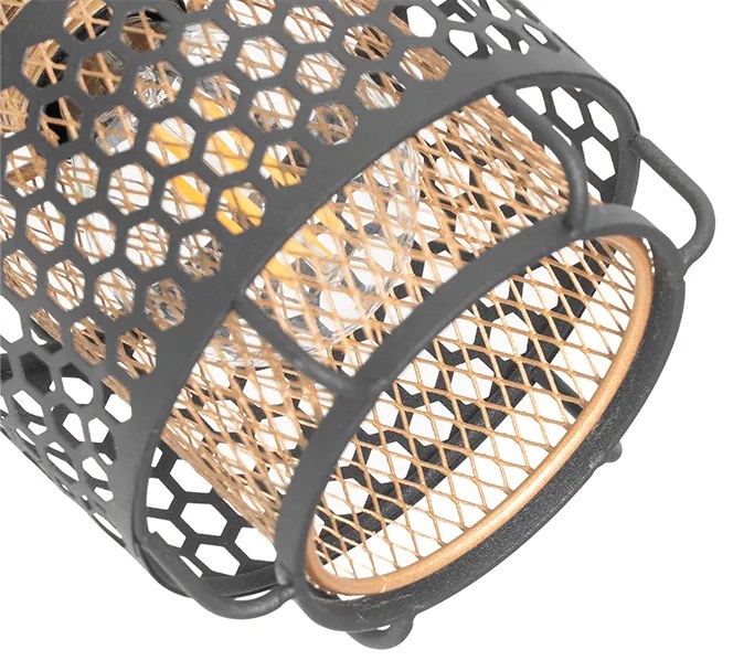 Дизайнерски таванен аплик черен със злато 2-светлина - Noud