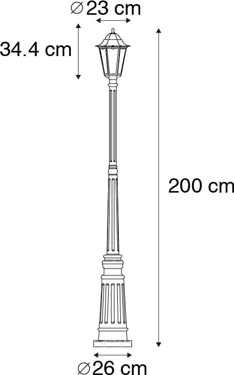 Класическа външна лампа черна 200 см IP44 - Хавана