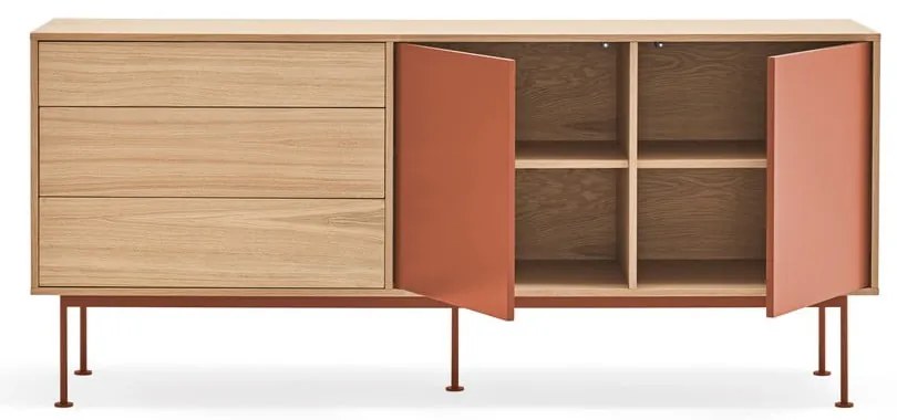 Керемиденочервен скрин с дъбов фурнир , ширина 180 см Yoko - Teulat