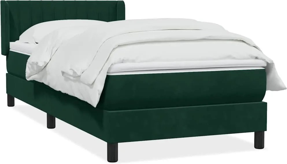 3318306 vidaXL Боксспринг легло с матрак, тъмнозелено, 80x220 см, кадифе