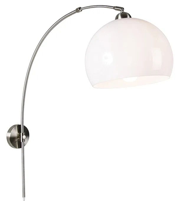 Интелигентна стенна дъгова лампа стомана с бял абажур вкл. WiFi G125 - Bow