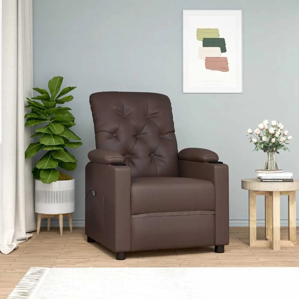 3093498 vidaXL Изправящ стол, кафяв, изкуствена кожа