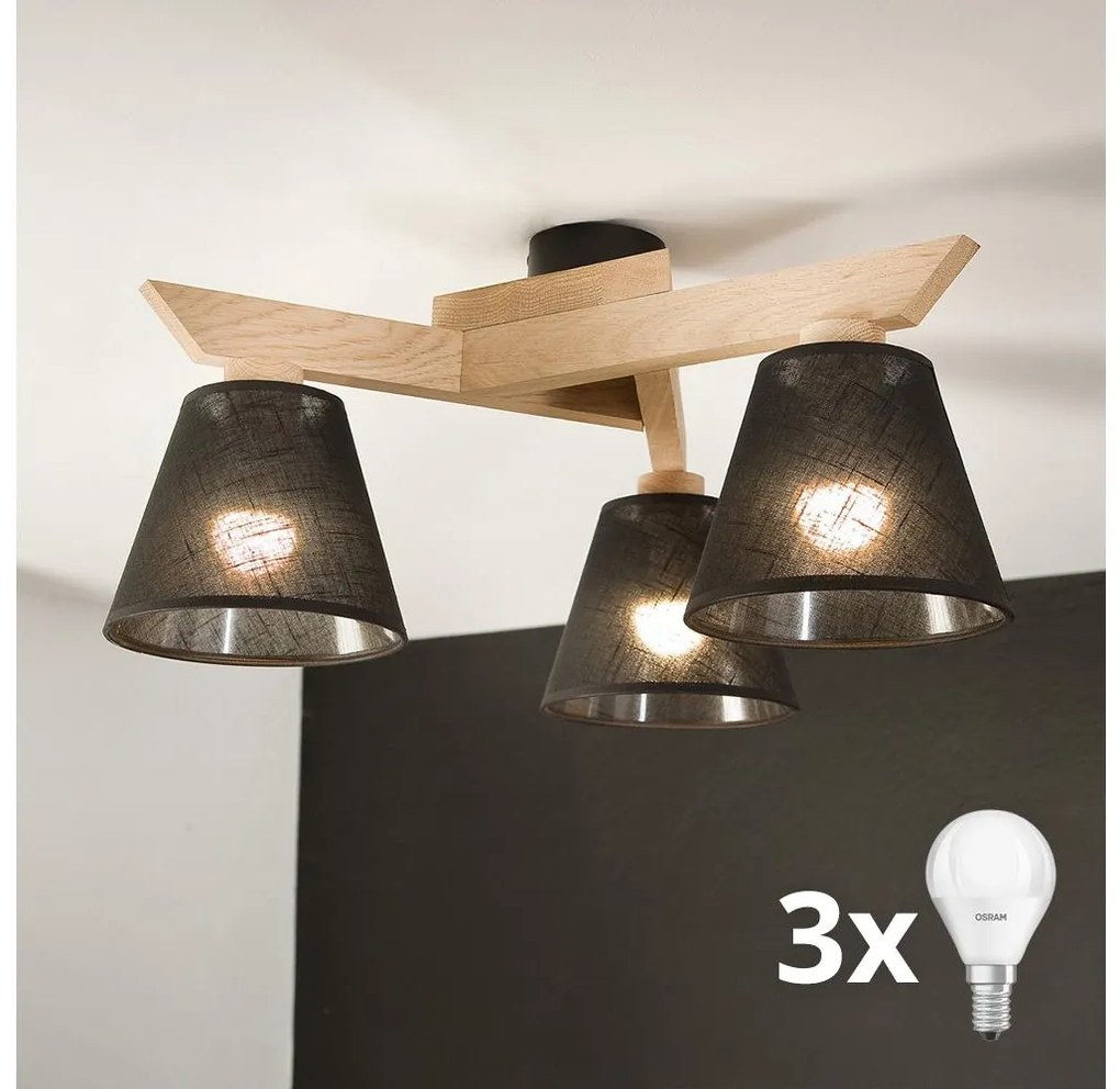 Brilagi - LED  Полилей за повърхностен монтаж ANTHONY 3xE14/40W/230V дъб/черен