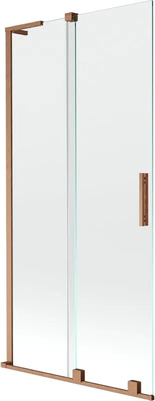 Mexen Velar L параван за баня, плъзгащ се с 2 крила, 90 x 150 см, прозрачен, матирана мед - 896-090-003-01-65