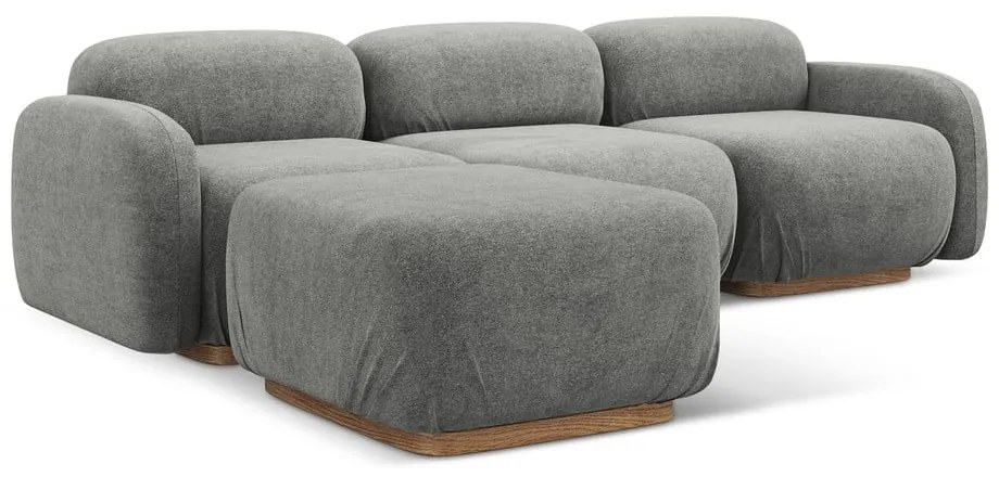 Сив модулен ъглов диван от букле Ailani – Makamii