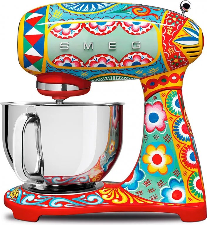 Планетарен миксер SMEG Dolce & Gabbana SMF03DGEU, 800 W, 4.8 л, 10 скорости, Функция за плавен старт, Крачета против хлъзгане, Многоцветен