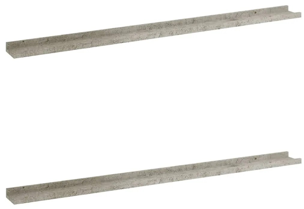326703 vidaXL Стенни рафтове, 2 бр, бетонно сиви, 115x9x3 см