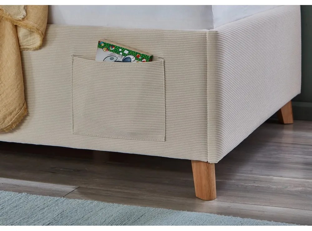 Бежово тапицирано детско легло 140x200 cm без ламелно дъно Cool – Meise Möbel