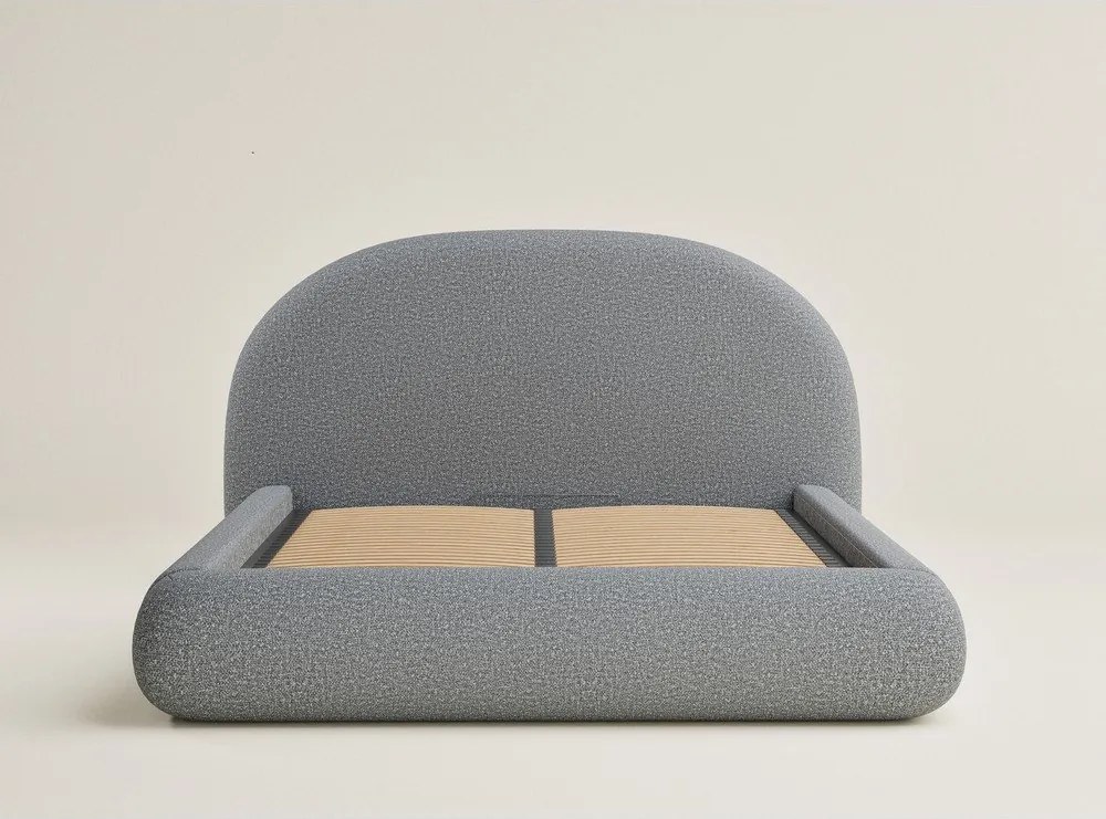 Сиво двойно легло 160x200 cm тапицирано с място за съхранение с включена подматрачна рамка Maumere – Maison de Rêve