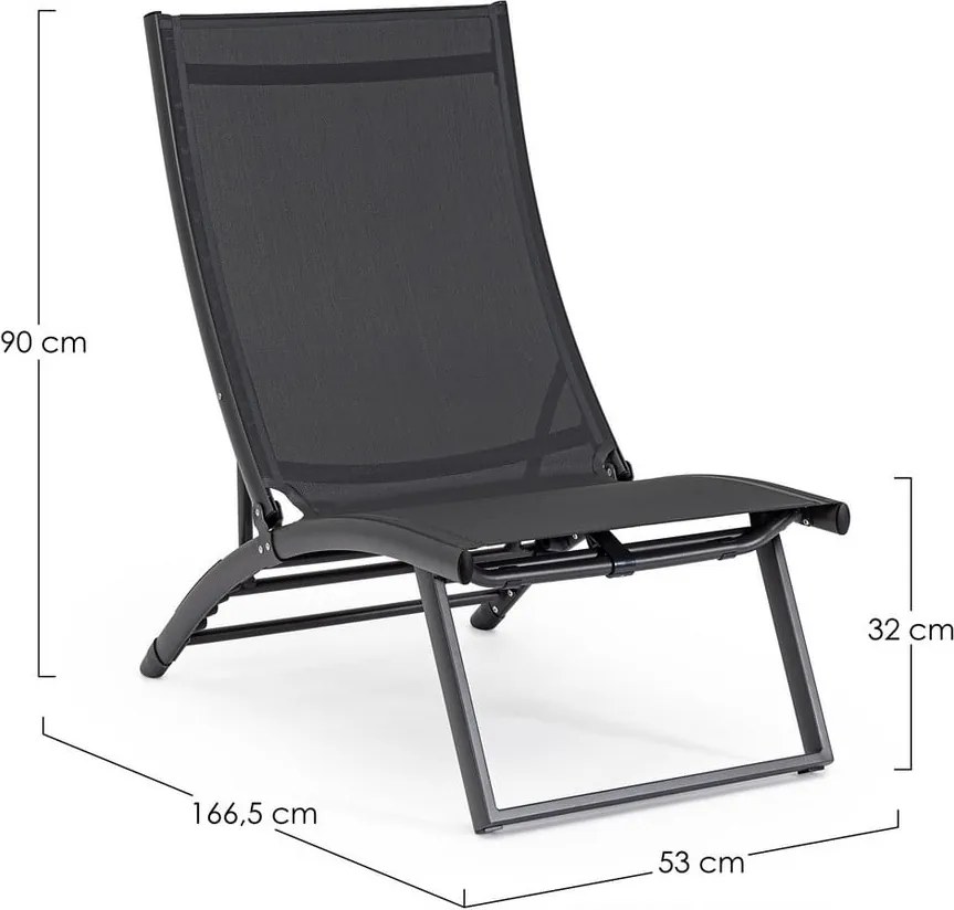 Антрацитен градински шезлонг метален Taylor – Bizzotto