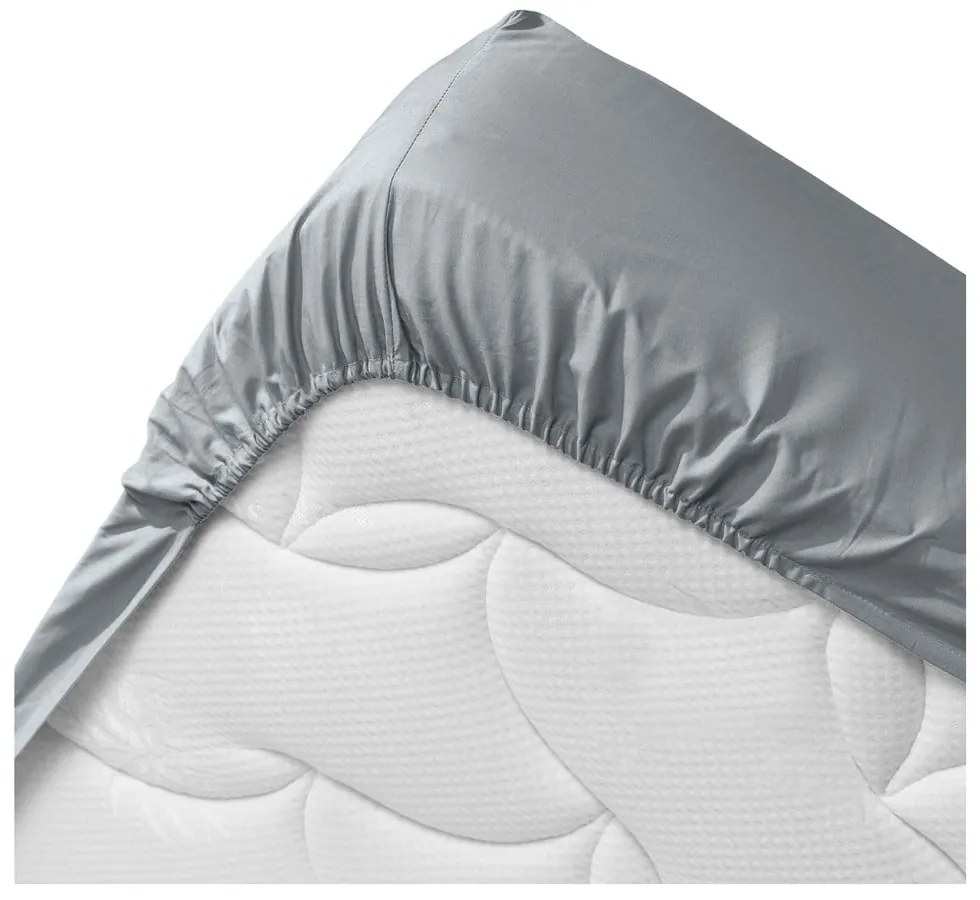 Сив еластичен чаршаф от органичен памук 90x190 cm Biolina – douceur d'intérieur