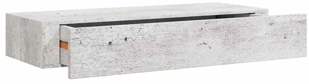 330265 vidaXL Стенен рафт с чекмедже, бетонно сив, 60x23,5x10 см, МДФ