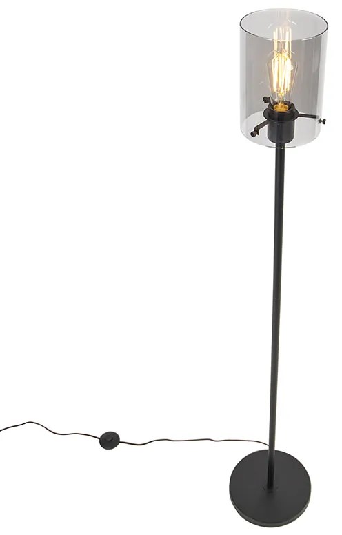 Дизайнерски подов аплик черен с опушено стъкло - Dome