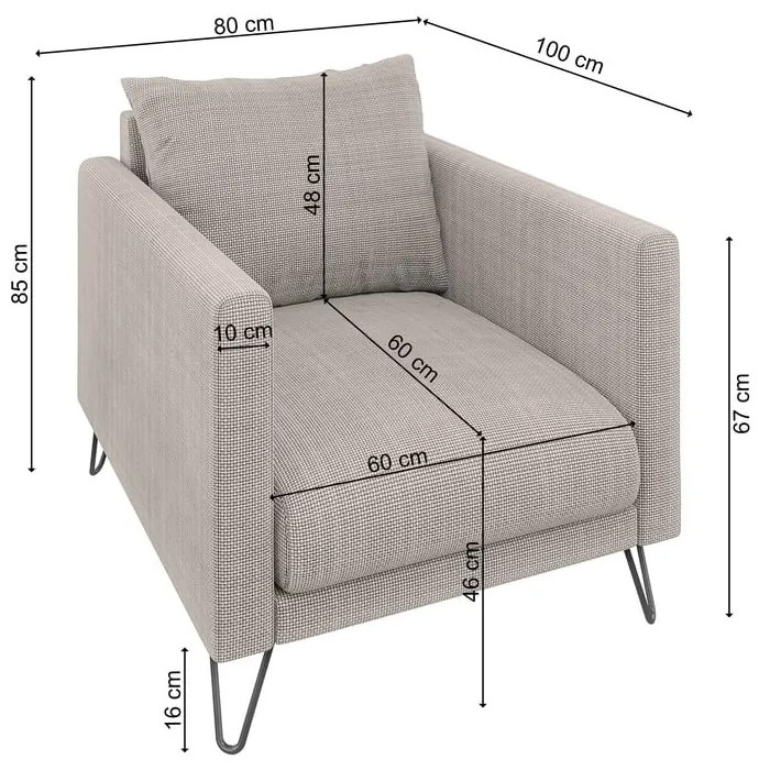 Светлокафяво шенилово кресло Freya – Ropez