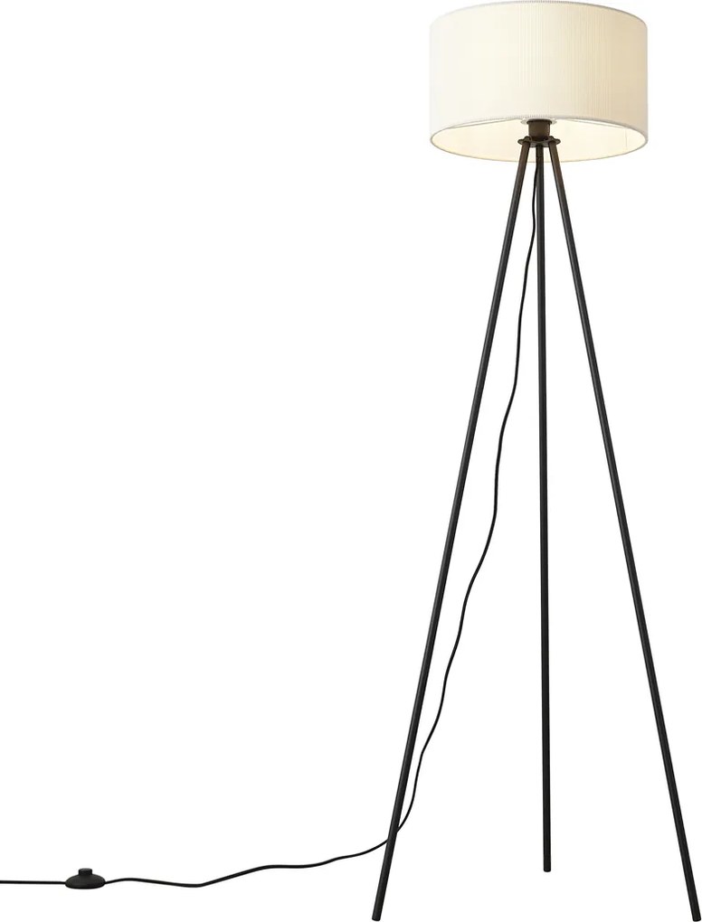 Модерна подова лампа бяла с кадифен абажур - Luz