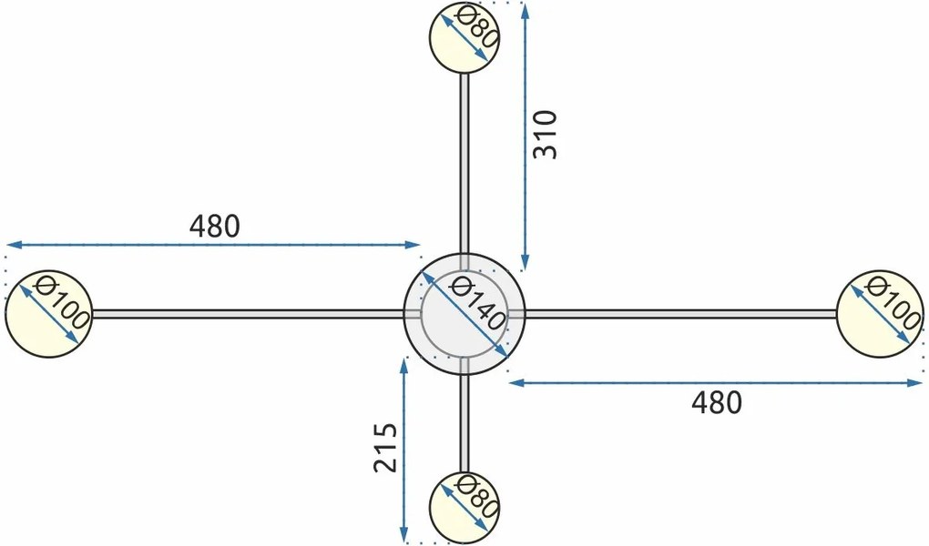 Плафон с 4 рамена BLACK LED APP519-4C