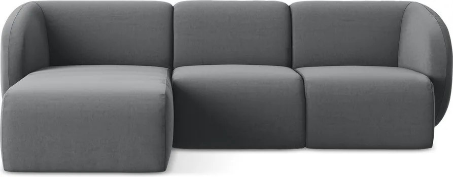 Сив кадифен ъглов диван (ляв ъгъл) Lani – Makamii