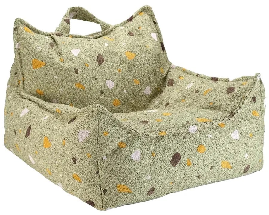 Зелен детски пуф от букле и шенил Terrazzo Chair – Wigiwama