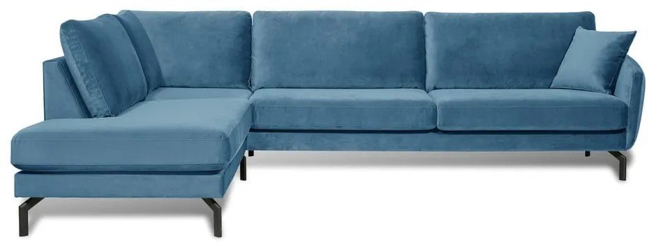 Ъглов диван от синьо кадифе (ляв ъгъл) Magic - Scandic