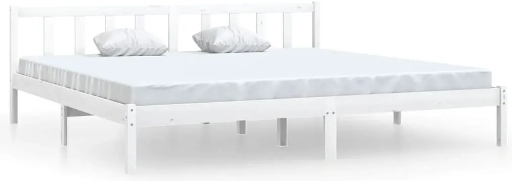 810103 vidaXL Рамка за легло, бяла, борово дърво масив, 200x200 см